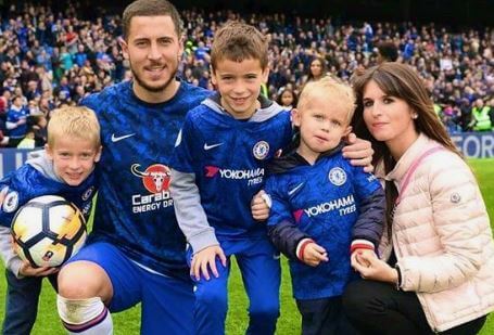 Leo Hazard with his parents Eden Hazard and Natacha Van Honacker and siblings.